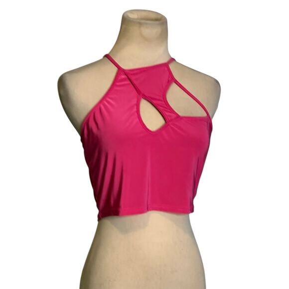 PrettyLittleThings pink cut out crop tank top size 6 - Picture 1 of 12